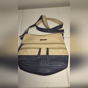 Stone & CO Two-Tone Beige and Blue Crossbody Bag